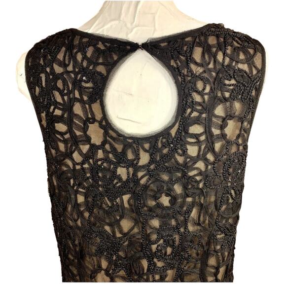 Max Studio Black Sleeveless Knee Length Dress SZ M Embroidered Mesh Whimsigoth - Picture 7 of 9